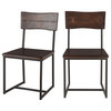 Dark Walnut Wood and Iron Dining Chair, Set of 2