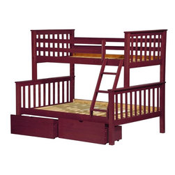 Brazilian Pine Mission Style Bunk Bed in Mahogany - Bunk Beds
