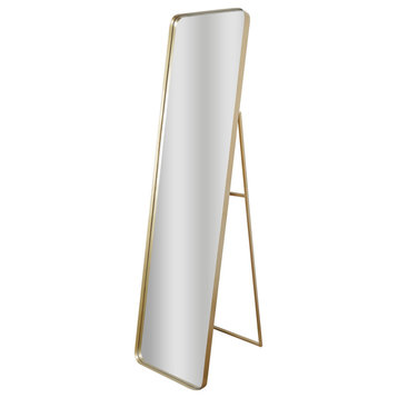 Head West Gold Steel Freestanding Full Length Floor Mirror with Easel, 16" x 63"