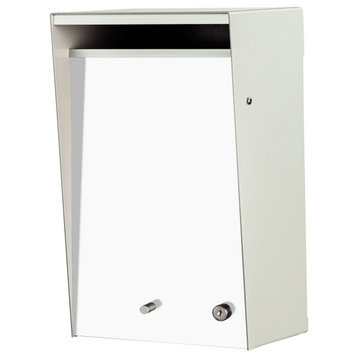 Wall Mount Aluminum Mailbox - Silver Casing, White