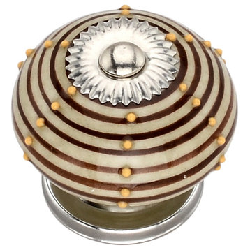 Ceramic Round, 1-3/5'', Decorative Hardware Brown Drawer Cabinet knob 10-Pcs