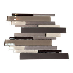 Matte Grey And Black Aliminum Glass Mosaic Tile Random Z Pattern for Bathroom an - Home Accessories & Decor