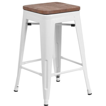 Flash Furniture 24" Backless White Counter Ht. Stool - CH-31320-24-WH-WD-GG