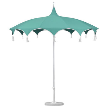 8.5' Sunbrella Playa Patio Umbrella With Tassels, Aruba