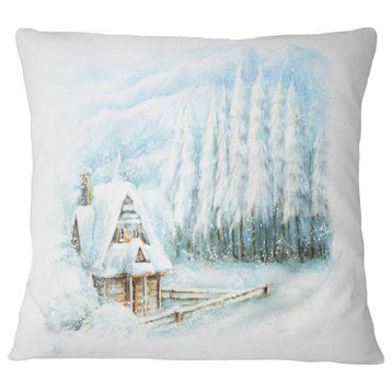 Christmas Winter Happy Scene Landscape Printed Throw Pillow, 16"x16"