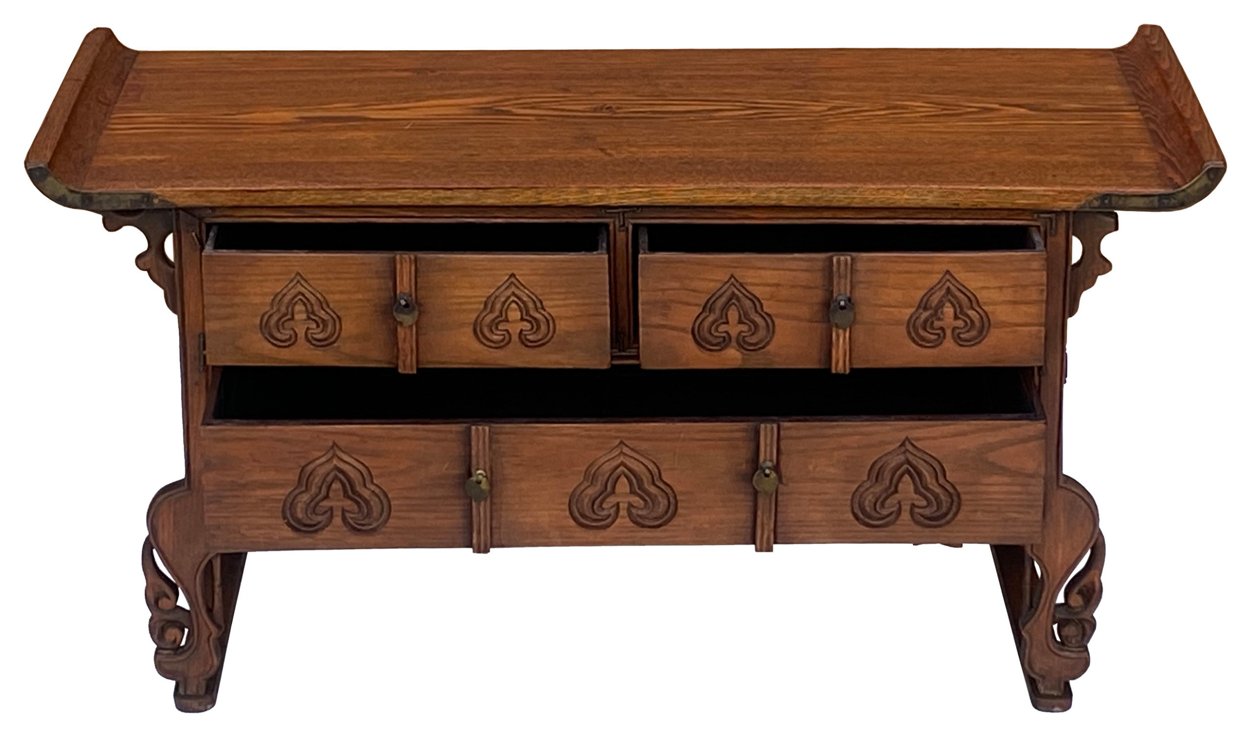 Oriental Asian Point Edge Chest of 3 Drawers Low Table Cabinet Hcs7294 ...