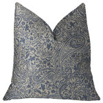 Plutus Brands - Kingston Waverly Blue and Ivory Luxury Throw Pillow, 20"x26" Standard - Makes a bold visual statement in any space with this kingston waverly blue and ivory luxury throw pillow. The fabric of this luxury pillow is a blend of Polyester, Cotton and Rayon.