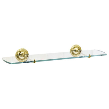 Villa Bathroom Glass Shelf Polished Brass