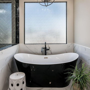 Black-and-White Theme Modern Bathroom Renovation in Newport Beach, CA