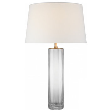 Fallon Large Table Lamp, 1-Light, Clear Glass, Linen Shade, 29.5"H