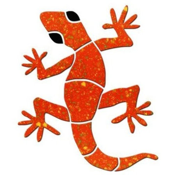 Small Gecko Ceramic Swimming Pool Mosaic 4", Red