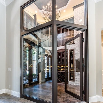Ocala Wine Cellar with Petrified, Reclaimed Wood Floors