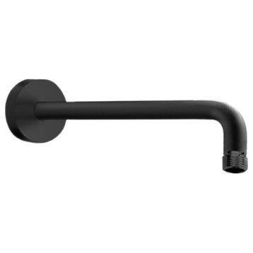 Matte Black Brass 12 Inch Shower Arm With Flange