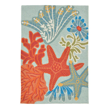 Liora Manne Ravella Ocean Scene Indoor/Outdoor Rug, Aqua, 2'x3'