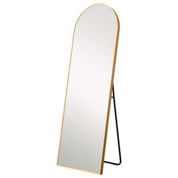 Narrow Gold Arched Mirror With Stand