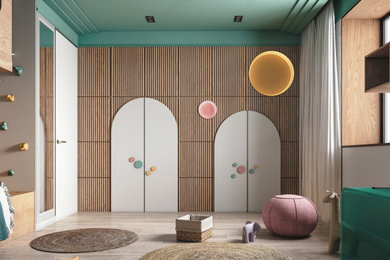 3D visualisation children's room for a 6 year old girl, 18.2 square meter.