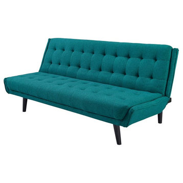 Modern Contemporary Urban Living Tufted Sofa Bed, Aqua Blue