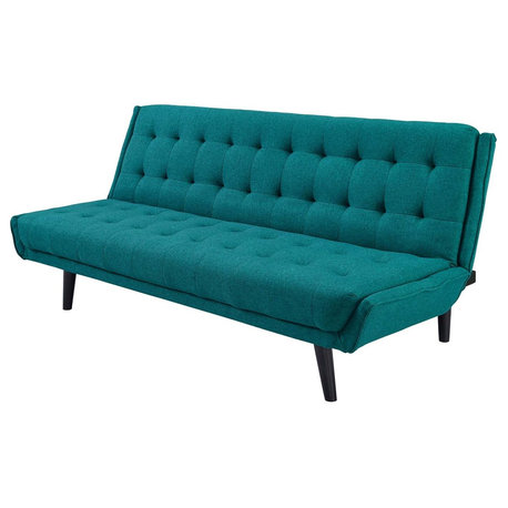 Modern Contemporary Urban Living Tufted Sofa Bed, Aqua Blue