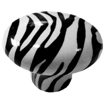 Zebra Print Ceramic Cabinet Drawer Knob