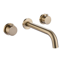 RBROHANT - Solid Brass Wall Mount 2 Handle Bathroom Sink Faucet - Bathroom Sink Faucets