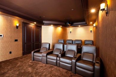 Home theater - modern home theater idea in Los Angeles