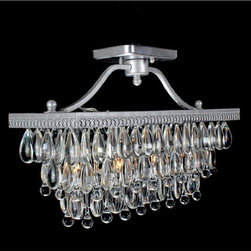 Silver Flush Rectangular Glass Pendant Chandelier - Chandeliers