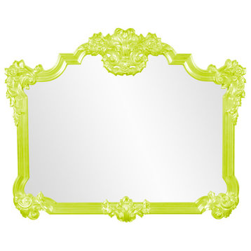 Avondale Unique Mirror Custom Painted, Ornate, 39 X 48, Glossy Green