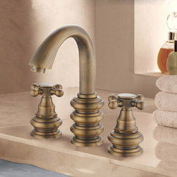 Antique Three Holes Two Handles Mixer 8 Inch Bathroom Sink Faucet Washbasin Fauc - Bathroom Sink Faucets