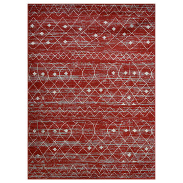 Traditional Accent Rug, Scarlet Red, 6'11"x4'11"