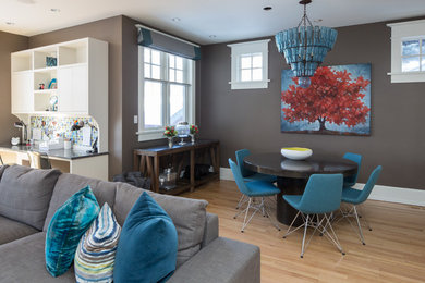 Inspiration for a transitional family room remodel in Calgary