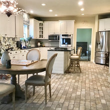 Porcelain ceramic tile to resemble brick.