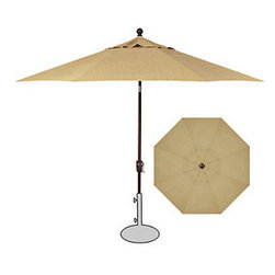 Treasure Garden 9' Crank Tilt Umbrella - Dupione Bamboo - Outdoor Umbrellas