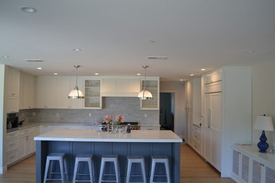 Inspiration for a kitchen remodel in San Francisco with shaker cabinets and an island