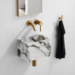 Arabescato Marble Tucci Wall Hung Basin 300mm - Bathroom Sinks