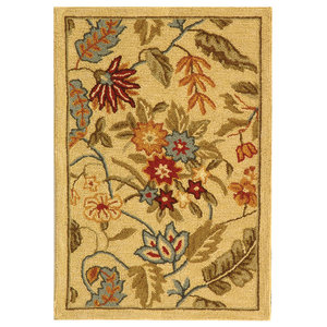 2'6 x 4' Safavieh Chelsea Collection HK116A Hand-Hooked French Country Wool Accent Rug Ivory