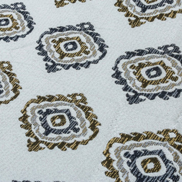 Gold and Grey Damask Jacquard Weave Fabric By The Yard, Textured
