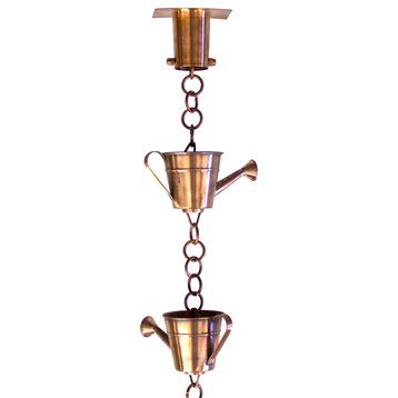 Watering Can Cups Rain Chain with Installation Kit, 12 Foot