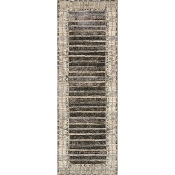 Mika In/out Area Rug by Loloi, Charcoal / Ivory, 2'5"x11'2"