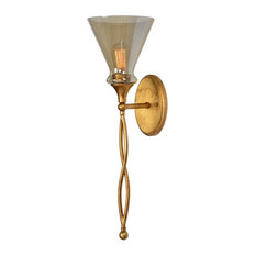 Glam 1-Light Antiqued Gold Wall Sconce Lighting Fixture