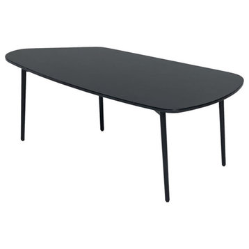 Modrest Andros Tubular Contemporary Metal and Marble Coffee Table in Black