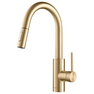 Kraus KPF-2620 Oletto 1.75 GPM 1 Hole Pull Down Kitchen Faucet - Brushed Brass