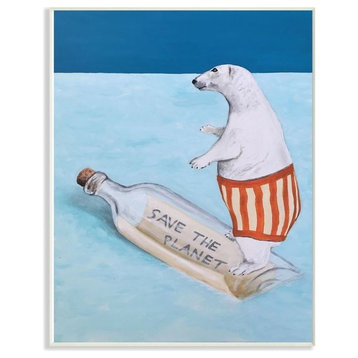 Save The Planet Polar Bear, Wall Plaque, 10"x15"