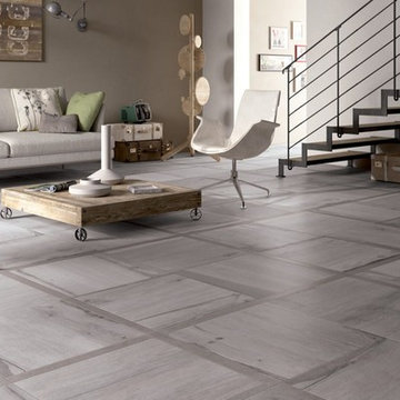 Wood-look tiles with auto-leveling technolgy