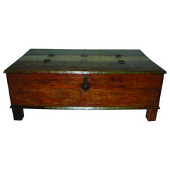 Kokanee Rustic Solid Wood Double Top Storage Trunk Coffee Table