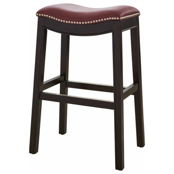 26" Tan and Espresso Backless Counter Height Bar Stool, Espresso/Red, 30"