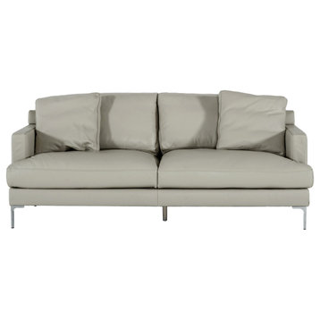 Divani Casa Janina Modern Light Gray Leather Sofa