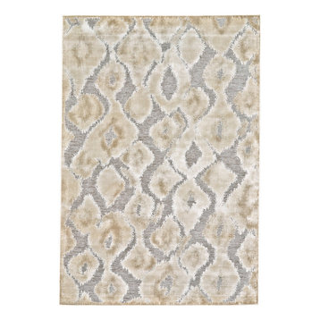 Weave & Wander Pellaro Metallic Ikat Rug, Gray/Beige, 7'6"x10'6"