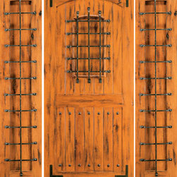Front Prehung Door with Two Sidelites, Knotty Alder, Speakeasy - Front Doors