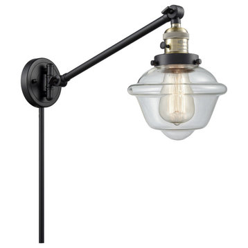 Oxford 1-Light LED Swing Arm Light, Black Antique Brass, Glass: Clear