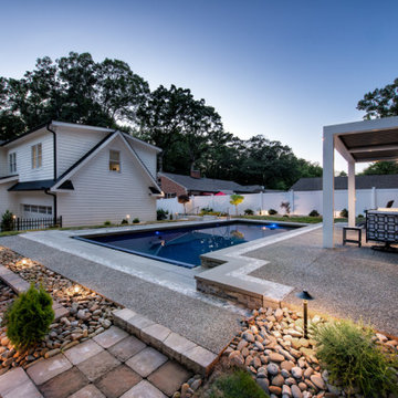 Residential Pool with Sun Shelf and Automatic Cover in Greensboro, NC